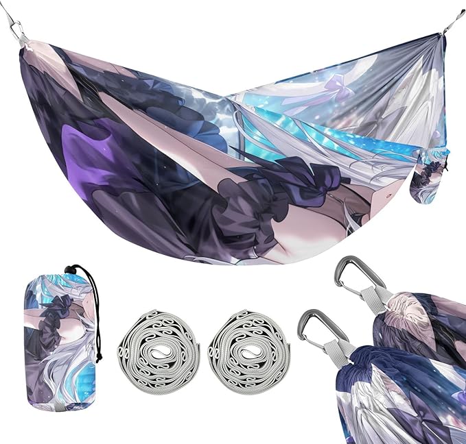 Lolita Style Anime Girl Outdoor Hammocks Foldable Swing Hammock for Patio Backyard Lounge Base