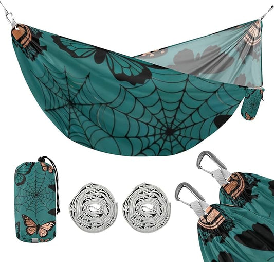 Butterfly and Web Outdoor Hammocks with Tree Straps Cloth Hammock for Camping Travel Accessories