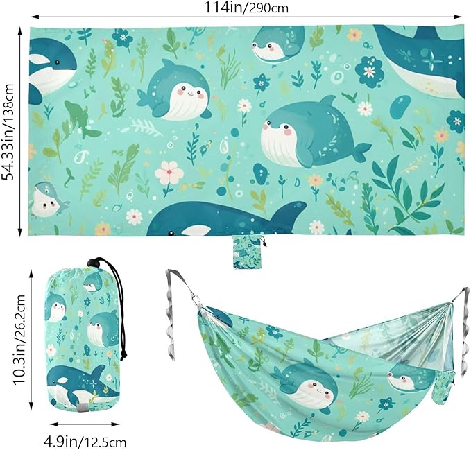 Delicate Cartoon Orca Green 330lb Capacity Hammocks Tree Hammock for Indoor Outdoor Patio jamaca para Patio