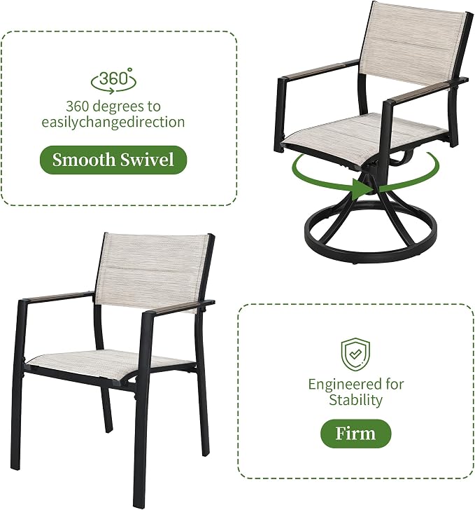 9 Piece Outdoor Dining Set, Expandable Outdoor Patio Dining Table and Swivel Chair Set, Aluminum Outdoor Table and 8 Chairs with Textilene Fabric & Armrest for Patio, Garden, Lawn(Grey)