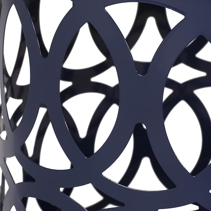 Outdoor Metal Side Table Set of 2, Navy Blue