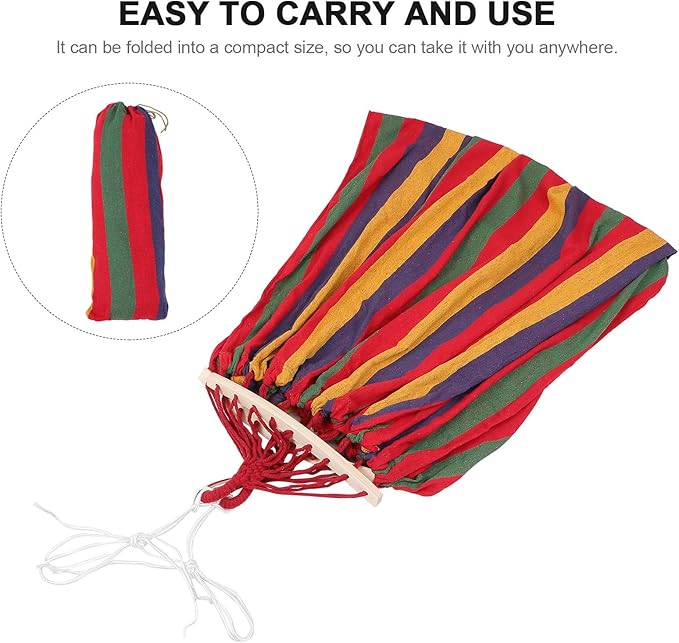 Luxshiny Wide Canvas Camping Hammock with Anti-tip Buckle for Indoor Outdoor Backpacking Hiking Travel Beach Garden Lightweight Portable Relaxation Lounger for Adults