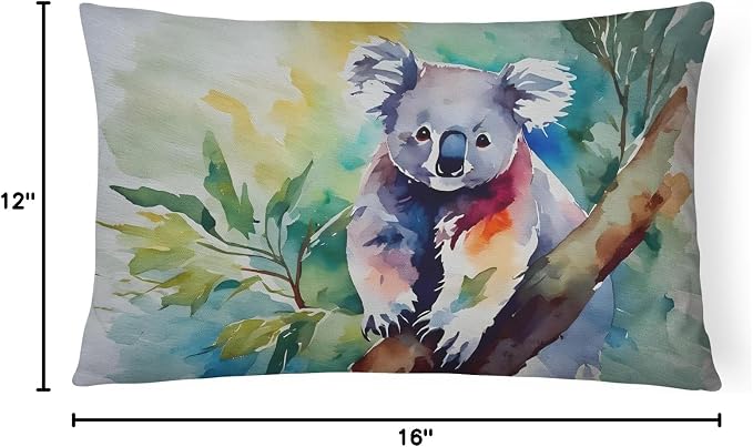 Caroline's Treasures DAC2938PW1216 Koala Throw Pillow Machine Washable, Indoor Outdoor Decorative Pillow for Couch, Bed or Patio, 12HX16W