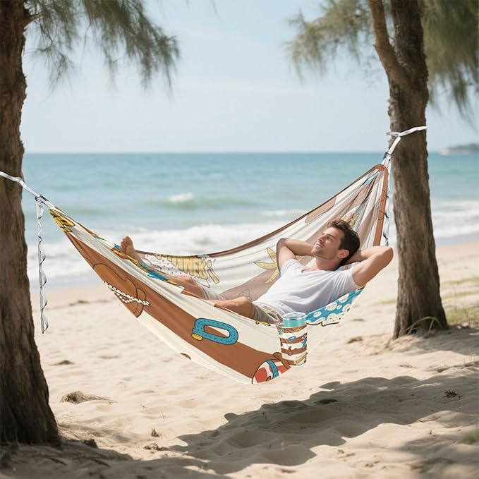 Brown White Western Cowboy Vintage 330lb Capacity Camping Hammock Hanging Hammock for Camping Travel Accessories accesorios para Camping