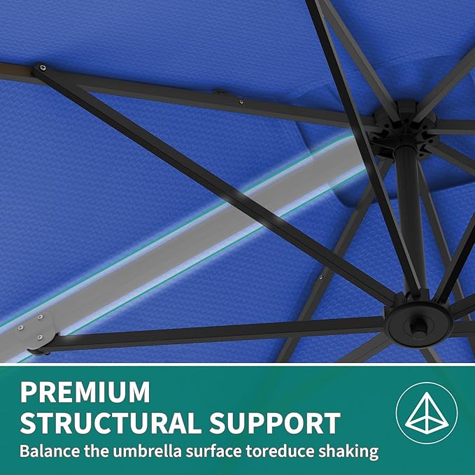 GarveeHome Cantilever Patio Umbrella 10x10 ft Large Rectangle Umbrella Outdoor Market Umbrellas 360 Rotation Offset Hanging Outdoor Shade for Patio Deck Pool Backyard