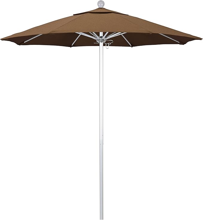 California Umbrella 7.5' Rd. Venture Series Contract Grade Patio Umbrella, Push Open Pin Stop, Silver Finish, Sunbrella Spectrum Cilantro