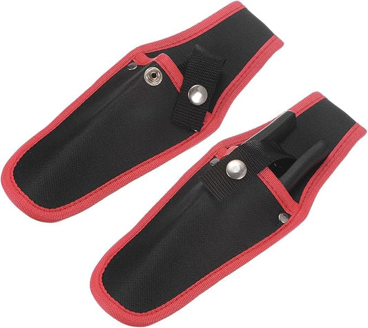 M METERXITY 2-Pack Garden Pruner Sheath, Portable Canvas Pruning Shears Sheath Plier Holder for Belt, Garden Scissors Case for Hand Pruner/Garden Shears/Clippers [Red-Black]