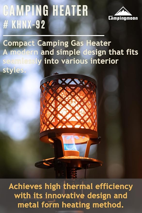 CAMPINGMOON T-HEATER GASWARE Gas Heater Propane Isobutane for Camping Outdoor Collaboration Limited Edition with EVA Case (Green)