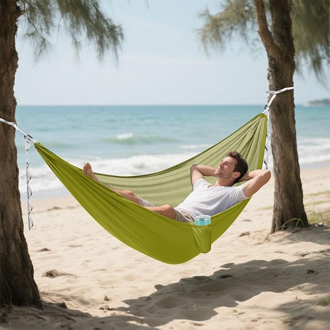 Solid Grass Green Color 330lb Capacity Camping Hammock with Hanging Ropree Hammock for Outside Beach Patio Garden hamaca con Base para adultos