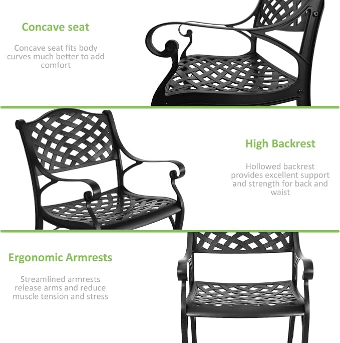 5 Piece Patio Dining Set, All-Weather Metal Outdoor Table and Chairs Set of 4, Cast Aluminum Patio Furniture Set for Patio, Garden, Backyard, Balcony