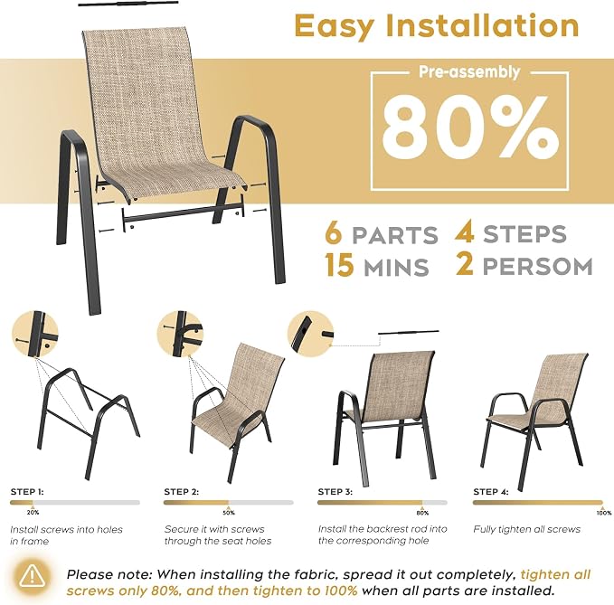 Outdoor Patio Dining Set for 4, 5 Pieces Patio Table and Chairs Set with Umbrella Hole, 41"x 41" Round Metal Wood-Grain Dining Table Set with 4 Stackable Patio Chairs for Deck , Backyard, Porch