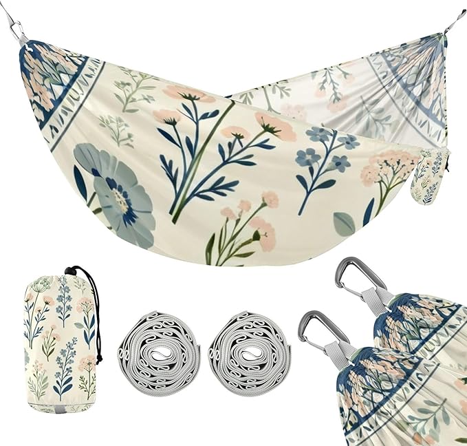 Floral Bouquet Frame Hammocks for Camping with Portabl Carry Bag Hanging Hammock Outside Beach Patio Garden