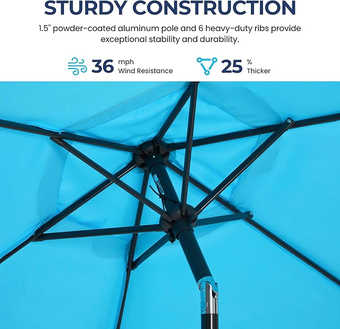SUNVIVI OUTDOOR Outdoor Patio Umbrella, Patio Umbrella, Market Umbrella, Large Outdoor Umbrella, Metal Pole Umbrella with Push Button Tilt and Crank, Polyester Canopy