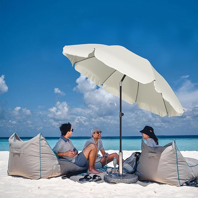 Blissun 6.5ft Patio Umbrella with Push Button Tilt & Height Adjustable, UV50+ Sun Protection with Sturdy Fiberglass Ribs & Iron Pole, Market Umbrella for Outdoor Table Garden Backyard Beach