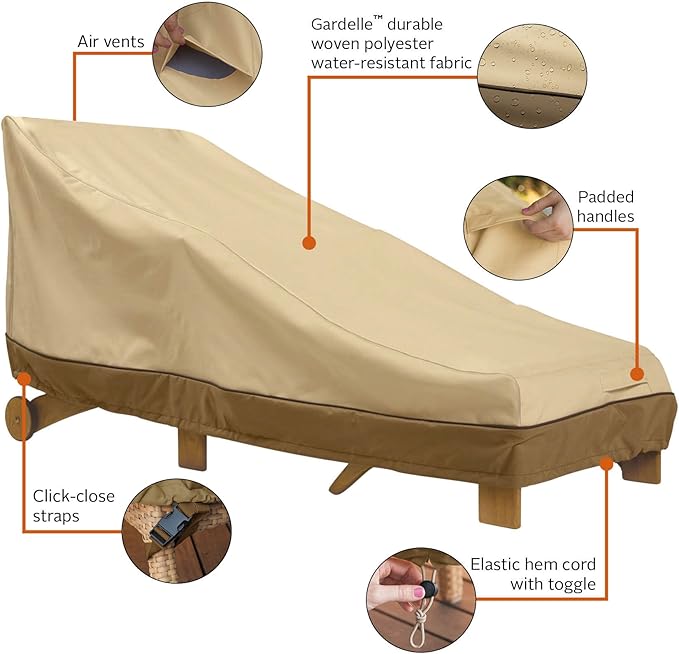 Classic Accessories Veranda Water-Resistant 66 Inch Patio Day Chaise Lounge Chair Cover, Patio Furniture Covers