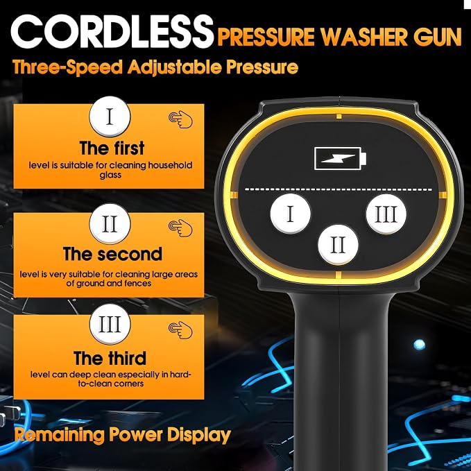 Cordless Pressure Washer Gun, 1885PSI Battery Operated Pressure Washer, Portable Power Washer with 3.0Ah Dual Batteries &Charger, 6-in-1 Nozzle Foam Cannon, for Vehicle, Driveway Deck