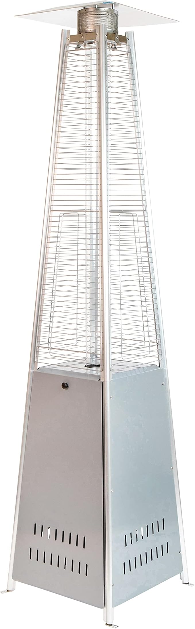 Flash Furniture Outdoor Patio Heater with Wheels - Silver - 42,000 BTU - 7.5 Feet Tall - Stainless Steel - For Residential and Commercial Use