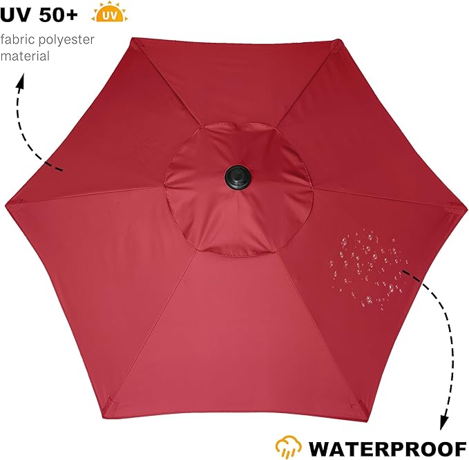 AMMSUN 6ft Patio Umbrella Outdoor Table Umbrellas with Push Button Tilt, UPF50+ Premium Steel Pole and Ribs for Deck, Lawn, Garden, Backyard & Pool (Red)
