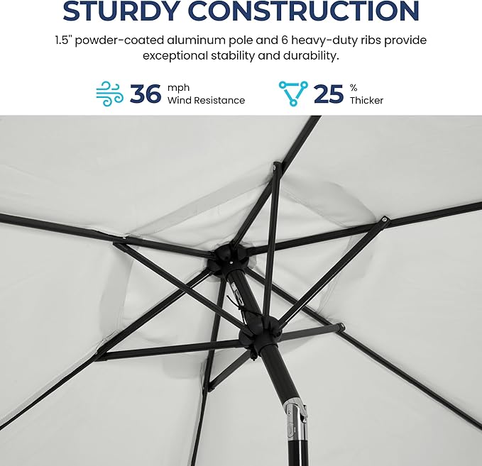 SUNVIVI OUTDOOR Outdoor Patio Umbrella, Patio Umbrella, Market Umbrella, Large Outdoor Umbrella, Metal Pole Umbrella with Push Button Tilt and Crank, Polyester Canopy