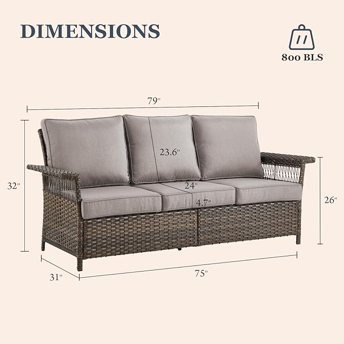 Patio Furniture Set 2 Wicker Swivel Glider Chairs 2 PE Rattan Ottomans with Grey Cushions Patio PE Rattan Sofa Coffee Table Brown Wicker Patio Conversation Set 6pcs for Patio