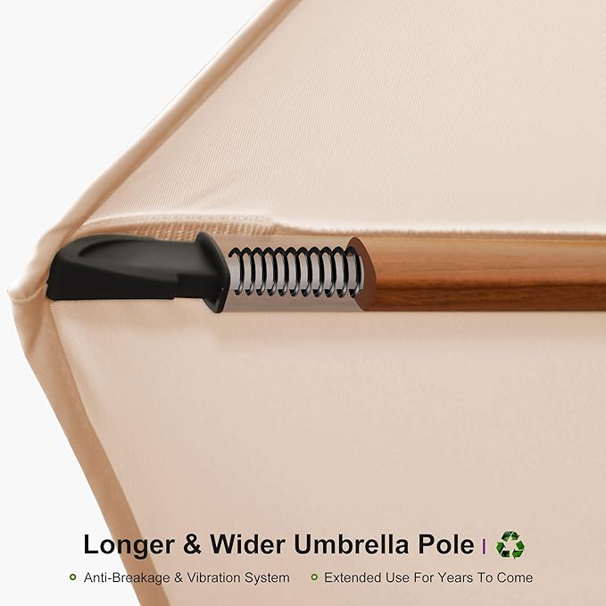 PURPLE LEAF 11ft Patio Umbrella Cantilever Umbrellas Outdoor Round Wood Umbrella Offset Umbrellas Heavy Duty Sun for Garden Deck Pool, Spectrum Sand