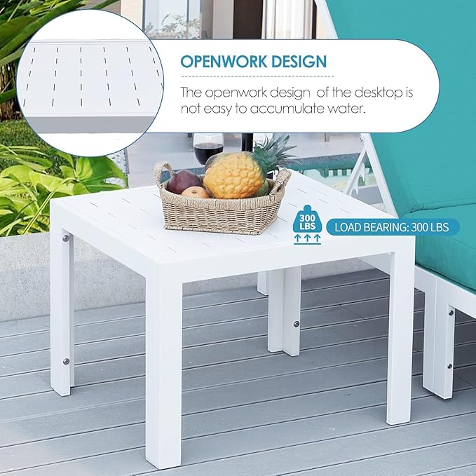 NICESOUL Oversized Modern Aluminum Outdoor Patio Furniture Set with Chaise, 29" Wide Deep Seating, Fade Resistant Sectional Sofa, 500lbs Heavy Duty Comfortable Poolside Conversation Set, Turquoise