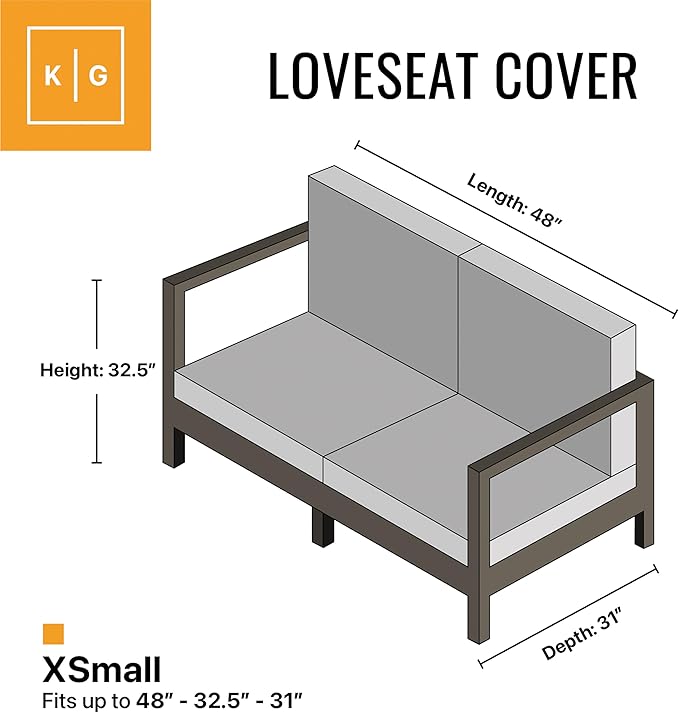 KHOMO GEAR Outdoor Loveseat Cover - Waterproof, Grey, Polyester, 48'' x 32.5'' x 31''