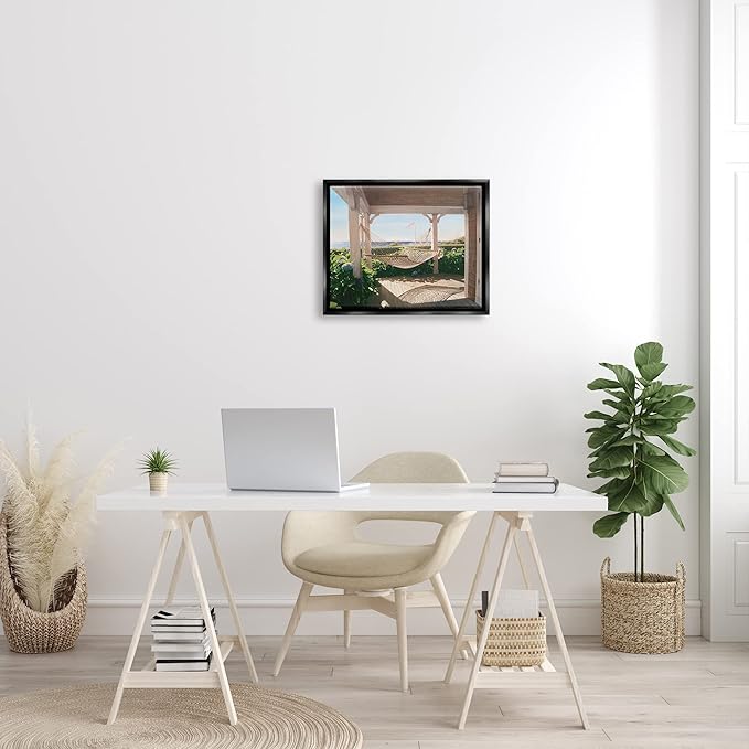 Stupell Industries Tranquil Hammock Warm Sunlit Porch Rural Garden Floating Framed Wall Art, Design By Tom Mielko