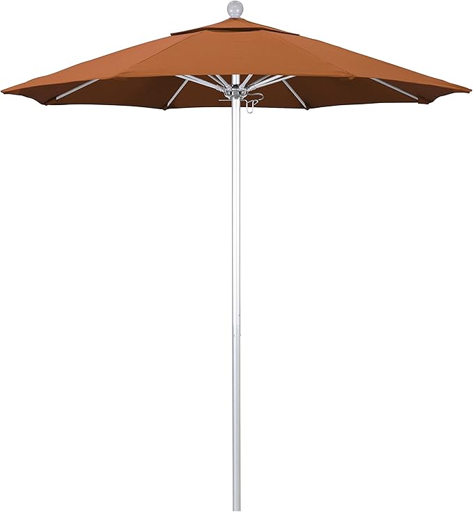 California Umbrella 7.5' Rd. Venture Series Contract Grade Patio Umbrella, Push Open Pin Stop, Silver Finish, Sunbrella Spectrum Cilantro
