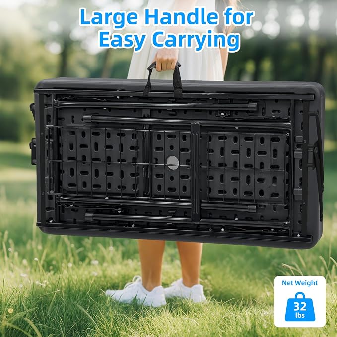 Double-Layer Ice Cooler Folding Table, Party Chilling Table with Drain and Detachable Black Skirt to Keep Drinks Cool for Weddings, Outdoor, Picnics, Pool Parties