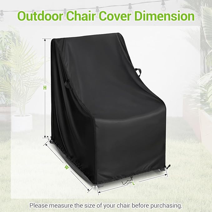 Kasla Patio Chair Cover, Waterproof Heavy Duty Cover for Outdoor Rocking Chair & Papasan Chair & Rattan Wicker Chair & Swivel Chair & Dining Chair & Outdoor Sofa (Black, Custom Cover)