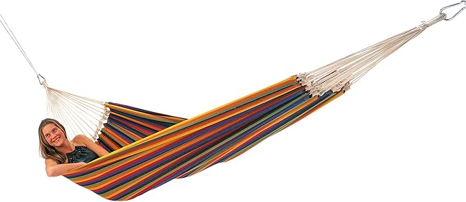 BYER OF MAINE Paradiso Hammock, Authentic Brazilian, Tropical, Recycled Cotton/Polyester Blend, Double, 142" L x 68" W, Holds up to 400lbs