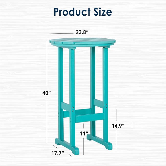 nalone 40" Outdoor Bar Table, All Weather HDPE Bar Height Patio Table Counter Round Patio Cocktail Bar Tables, Tall Bistro Tables Pub Table for Deck, Porch, Backyard, Garden