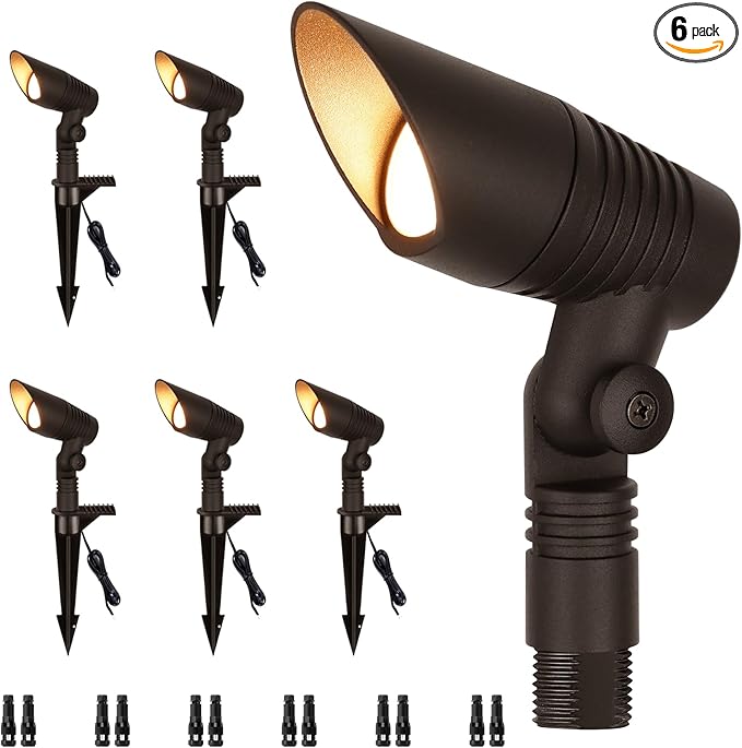 Mini LED Spot Lights Outdoor, 5W 12V Outdoor Bronze Low Voltage Landscape Spot Lights Wired for Tree House Yard Garden, 60° Beam Angle, 2200K/2700K/3000K/4000K /5000K, Aluminium, 6PK