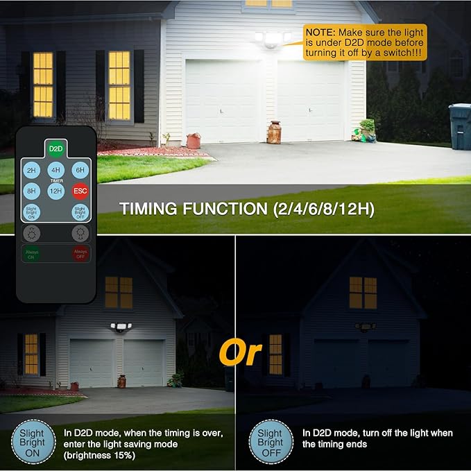 Onforu Dusk to Dawn Outdoor Lighting,70W Security Lights with Remote,7000LM Flood Lights Outdoor Wired,IP65 Waterproof Lights Fixture,2Modes 3 Adjustable Heads Photocell Light for Garage Patio Yard