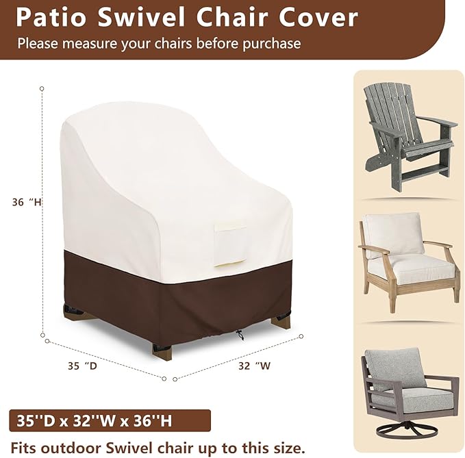 Outdoor Recliner Chair Covers 4 Pack,Patio Swivel Chair Covers,600D Heavy Duty Waterproof Patio Rocking Chairs Cover,Outdoor Furniture Covers for All Weather Protection.32 W x 35" D x 36" H