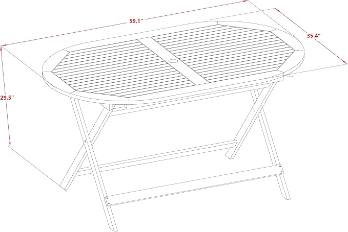 East West Furniture DIFM5CWNA 5 Piece Patio Garden Table Set Includes an Oval Outdoor Acacia Wood Dining Table and 4 Folding Side Chairs, 36x60 Inch, Natural Oil