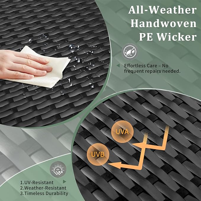 Outdoor Pe Wicker Side Table with Storage, Patio Rattan End Table Square Container for Furniture Covers, Toys & Gardening Tools, All-Weather Black Deck Balcony Porch Table, Deck Box for Pool Area