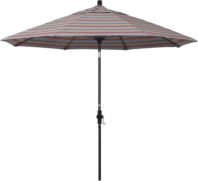 California Umbrella 9' Round Crank Lift, Collar Tilt, Aluminum Pole, Fiberglass Rib Patio Umbrella,
