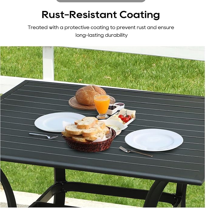 Patio Dining Table, 36" Patio Tables with 2.36'' Umbrella Hole, Outdoor Patio Table for Backyard, Garden, Black(36“ Square Table)