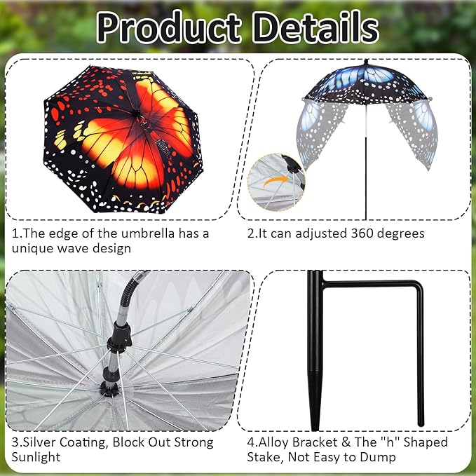 Plant Umbrellas for Outdoor Plants, Large Garden Plant Umbrella Shade Upgraded Adjustable Angle Height for Potted Plants Garden Beds
