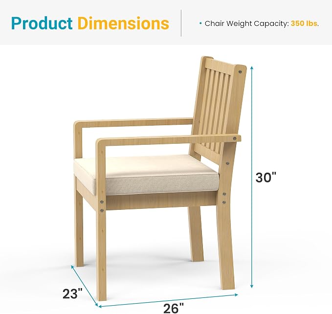 FansaFurn Acacia Patio Chairs Set of 4 for All-Weather, Solid Wood Outside Furniture with 3.1" Thick Cushions, Modern Outdoor Chairs for Backyard, Porch, Garden, Indoor Use, Brown