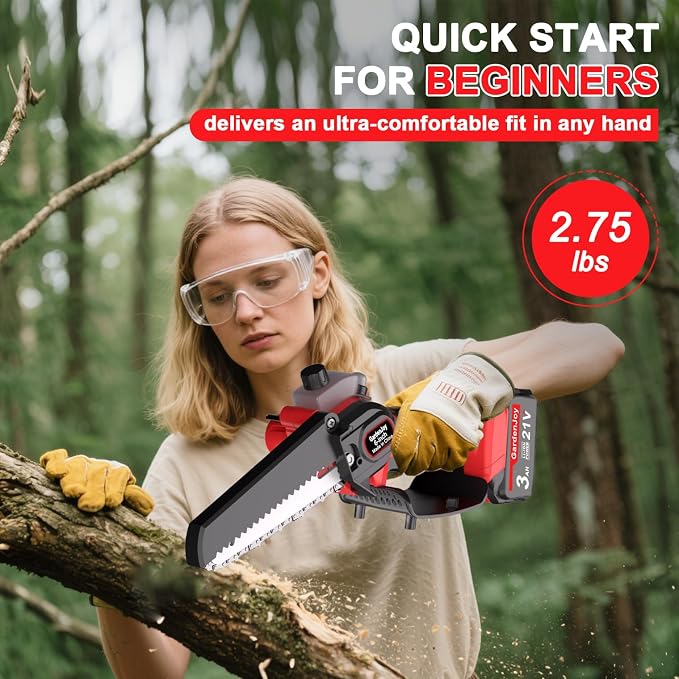 Mini Chainsaw Cordless, 6 Inch Portable Small Handheld Electric Chainsaw cordless Battery Powered for Household, Garden, Yard, Tree Trimming Wood Cutting, Christmas Gifts for Men Dad Husband Women
