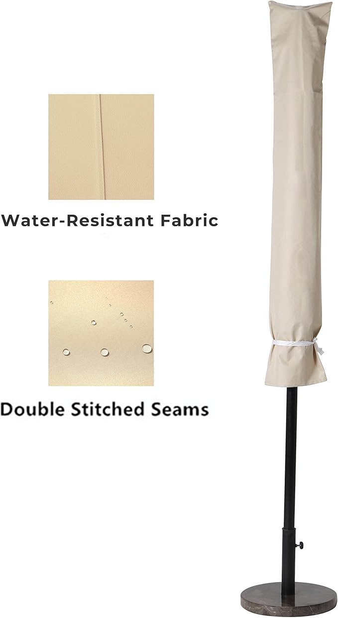 Grand Patio Weather-Resistant Patio Umbrella Cover for 9 to 10.5 FT Patio Umbrellas, Water-Resistant Market Umbrella Cover, Beige