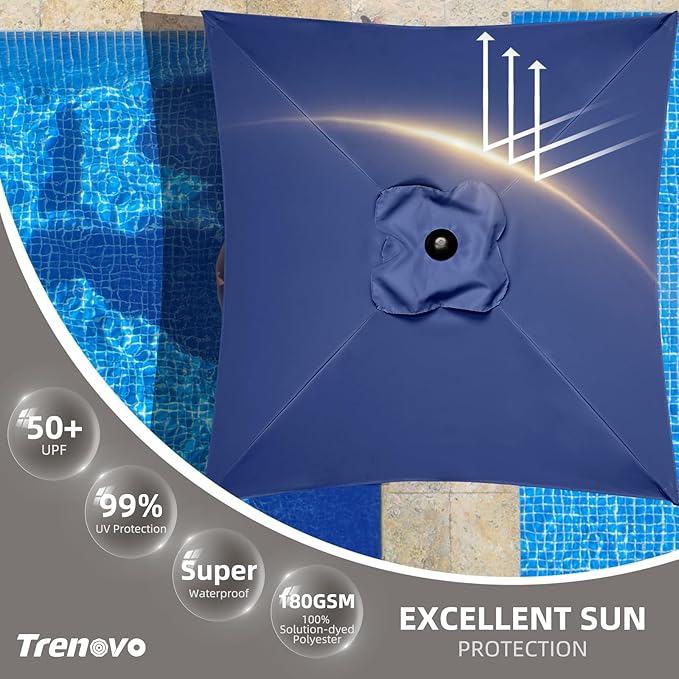 4.9ft Mini Square Patio Umbrella - UV 50+ Waterproof & Easy Setup | Outdoor Table Umbrella for Deck, Balcony, Garden, Lawn, Backyard, Market
