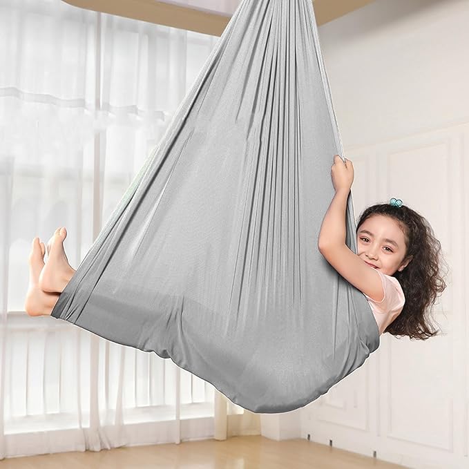 Talent Star Sensory Swing,Children Hammock,Sensory Swing for Kids with Special Needs Therapy Swing Cuddle Swing Indoor Outdoor for Child & Adult with Aspergers Sensory Integration Silver Gray