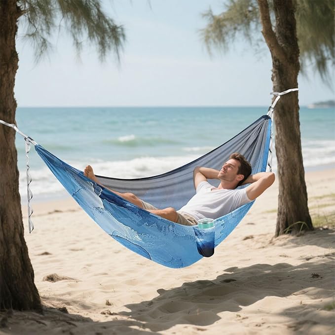 Blue Gradient 330lb Capacity Hammocks with Tree Straps Cloth Hammock for Camping Travel Accessories Base para poner hamaca