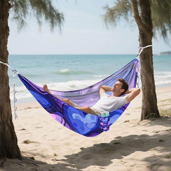 Valentine Purple Heart 330lb Capacity Hammocks for Camping with Hanging Rope Indoor Hammock for Indoor Outdoor Patio Base para poner hamaca