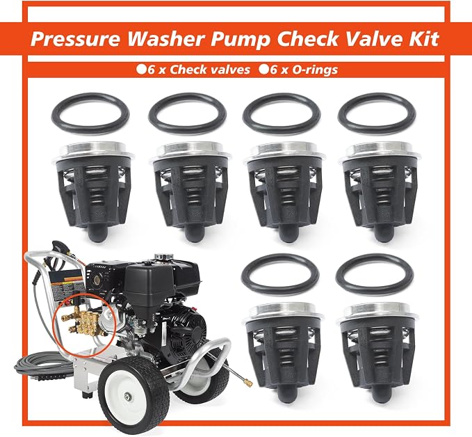 6PCS 70-0009 Pressure Washer Pump Check Valve Kit Replacement for Mi-T-M for InterPump 47 49 50 51 Series 758-543 36.7032.01 Kit01 K01, Replace 700009