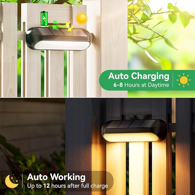 AHAORIGIN Outdoor Solar Lights for Outside, 10 Pack Bright Solar Fence Lights with Multi-Color Changing & Warm White Mode, Upgraded Solar Step Lights Outdoor Waterproof for Garden Deck Post Stair Wall